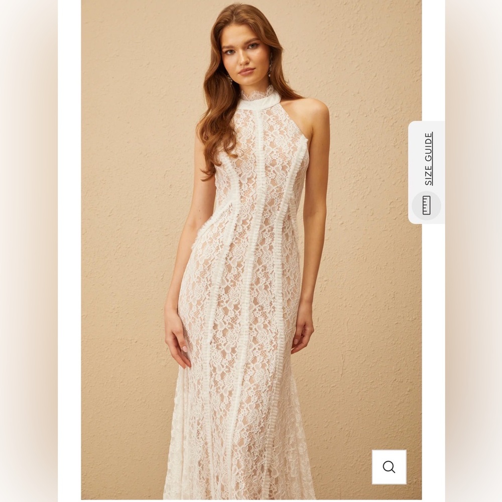 Elegant White Lace Halter Dress